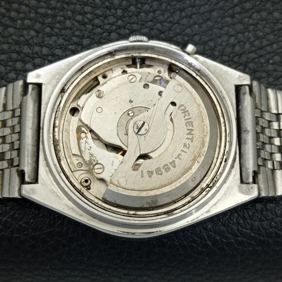 Vintage 1989 Square Orient Automatic Mens Silver Watch W/daydate - Picture 9 of 9